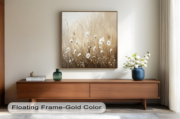 Wild meadow blossoms in earthy sepia tones.
