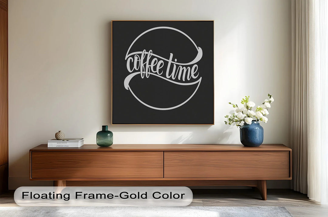 Black and white coffee time wall print for modern kitchen spaces.
