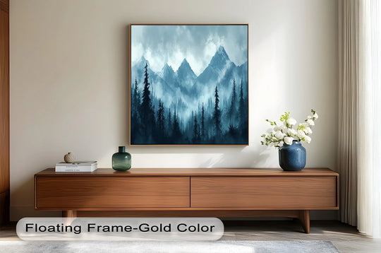 Excellent craftsmanship is displayed in the misty mountain pines landscape oil paintings, offering modern oil painting art with visible brushstrokes and rich color depth.