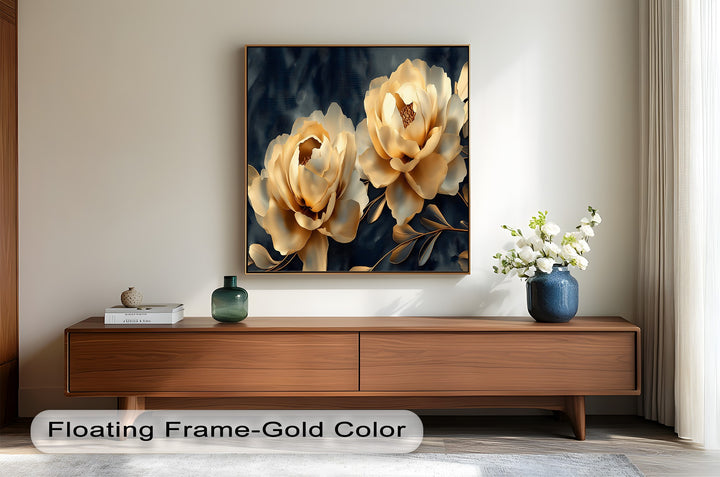 Golden Bloom Elegance – Flower Oil Painting