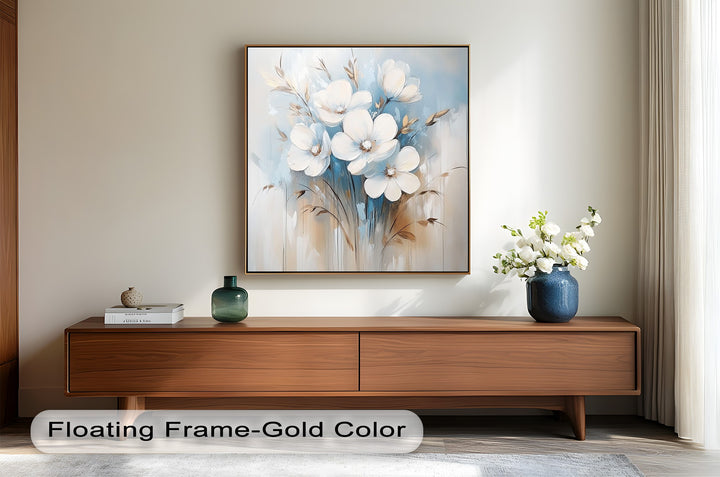 Soft White Blossoms – Floral Oil Painting