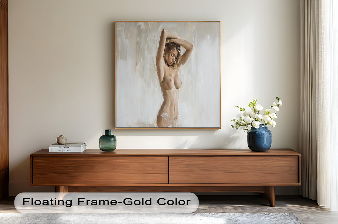 Still Grace – Serene Nude in Soft Neutral Oil Painting