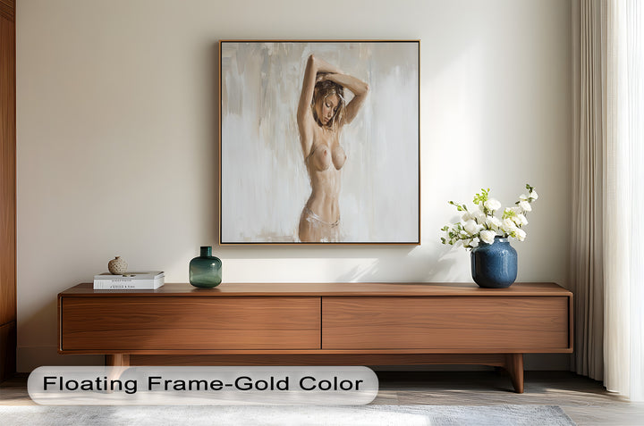 Still Grace – Serene Nude in Soft Neutral Oil Painting