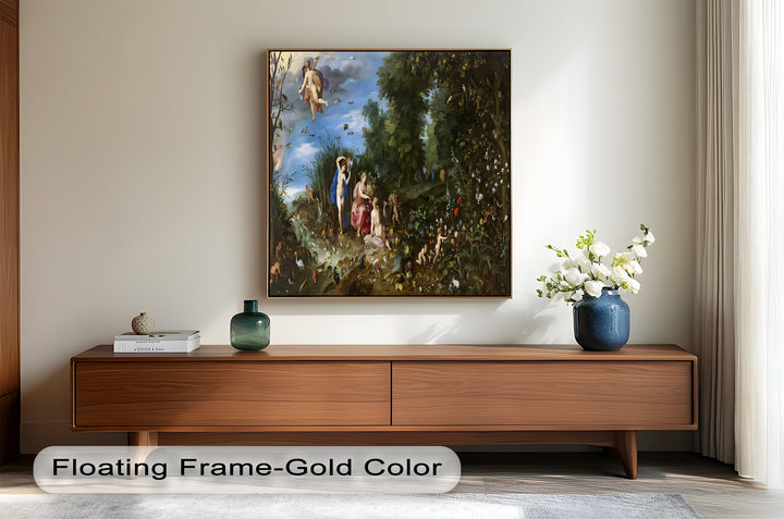 The Garden of Earthly Light – Mythological Forest Scene Oil Painting