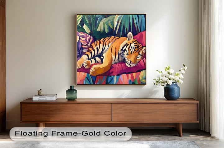 Resting Tiger Oil Painting – Fauvist Jungle Art