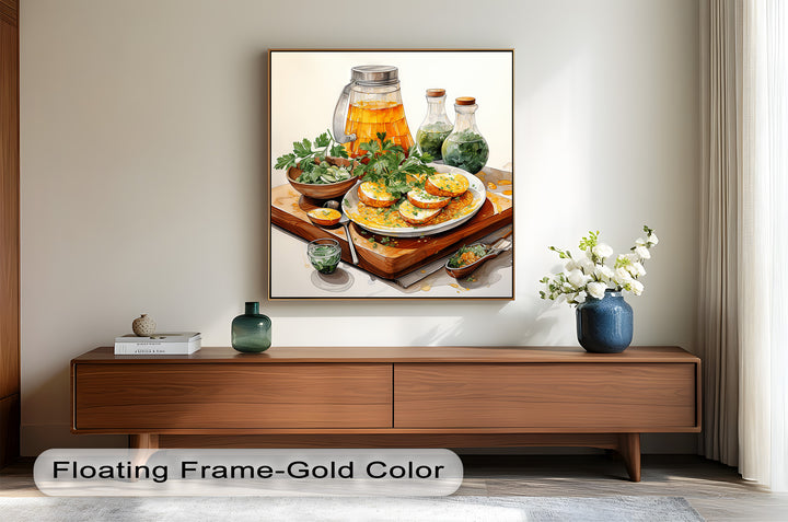 Golden Herb Delight – Rustic Food Still Life Painting