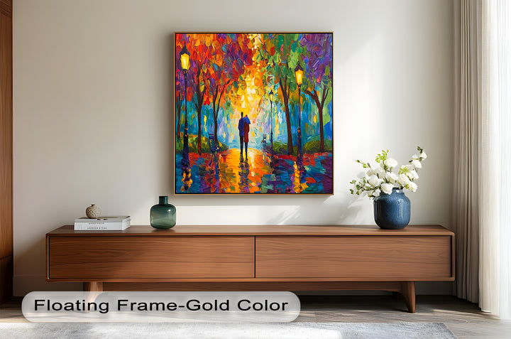 Autumn Radiance – Lovers Under the Colorful Canopy Love Oil Painting
