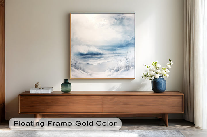 Coastal Wall Art - Snowy Beach Seascape Oil Painting