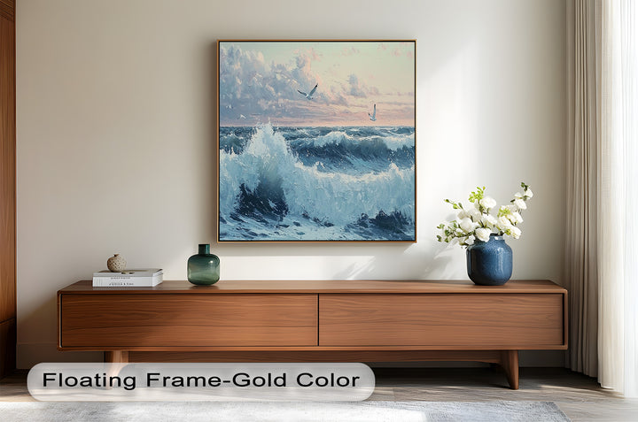 A lively celebration of ocean life, this seascape blends power and peace, inviting the viewer into a scene full of motion and light.