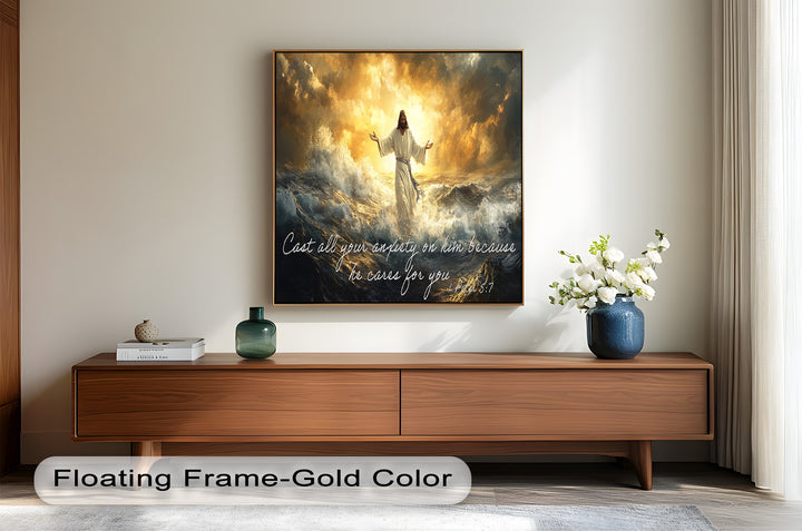 1 Peter 5:7 – Trust in God Bible Verse Oil Painting
