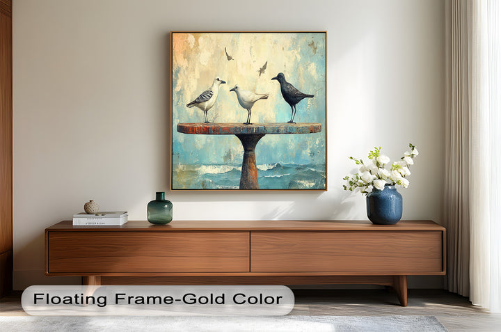 Surreal Birds on Pedestal – Animal Oil Painting