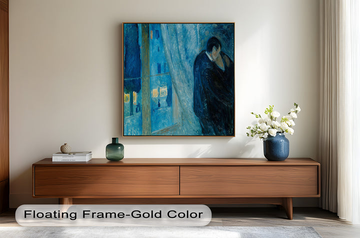 The Kiss by Munch – Romantic Blue Interior Oil Painting