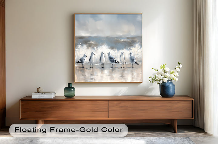 Seagulls and Surf – Bird Oil Painting