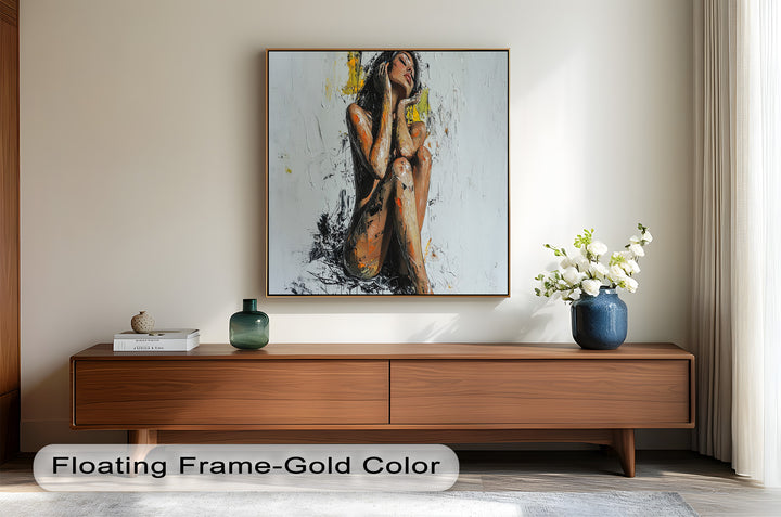 Poise in Silence – Textured Nude Figure Oil Painting