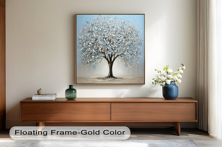 Snowflower Tree – Modern Framed Oil Painting