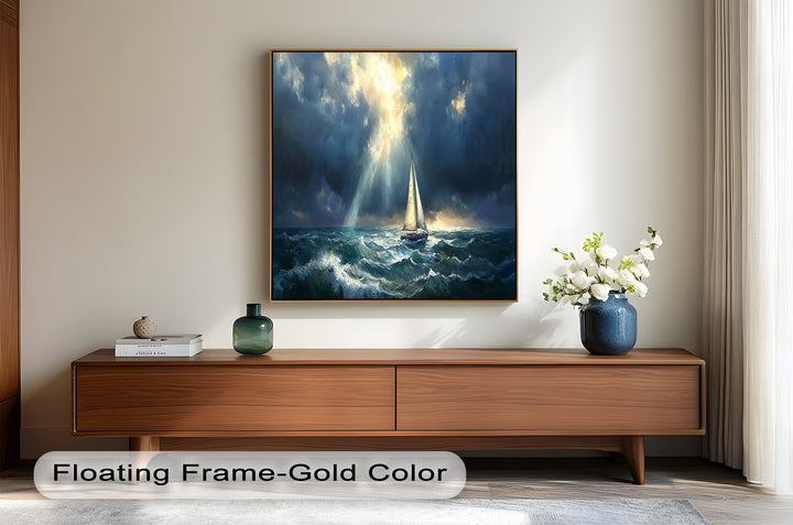 Stormy Horizon – Boat Oil Painting