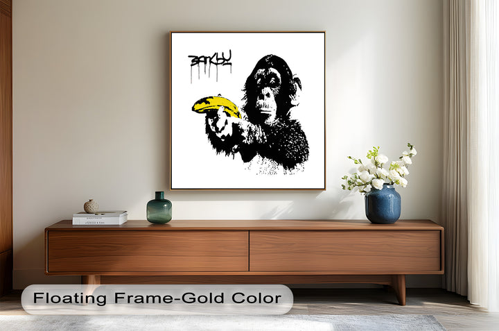 Monkey with Banana Gun – Satirical Banksy Oil Painting