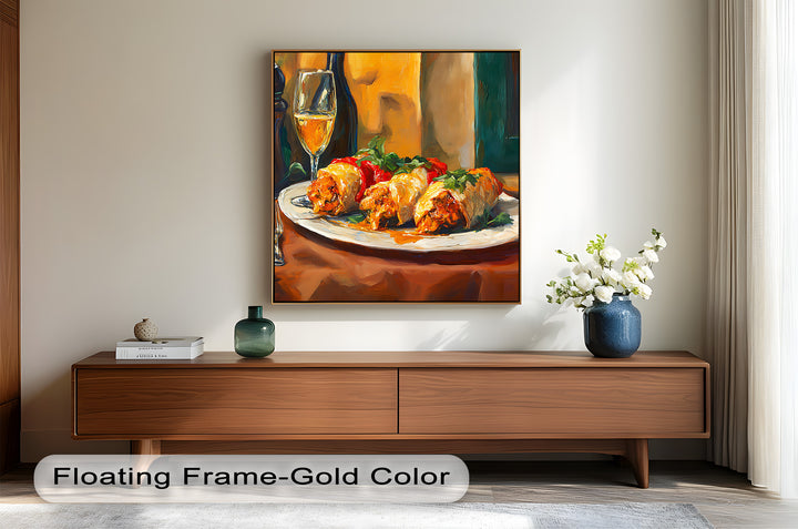 Gefüllte Paprika und Wein – Gourmet-Essszene Food Painting