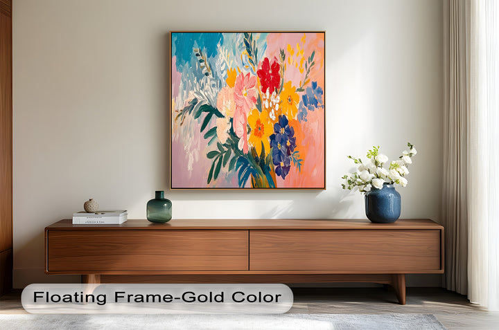 Boho Garden Radiance – Modernes Ölgemälde