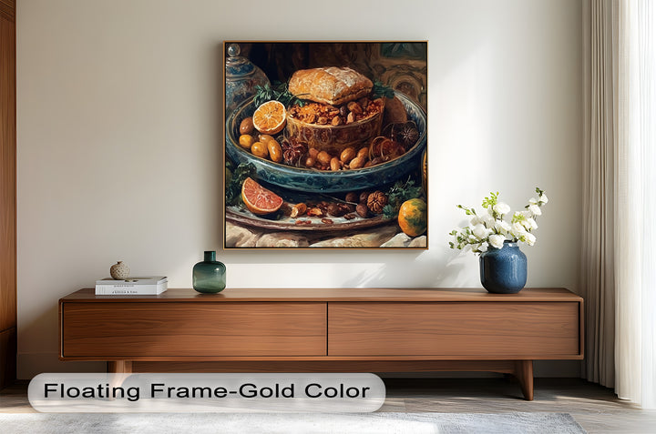 Golden Harvest Table – Ornamentales Festmahl Stillleben Essen Malerei