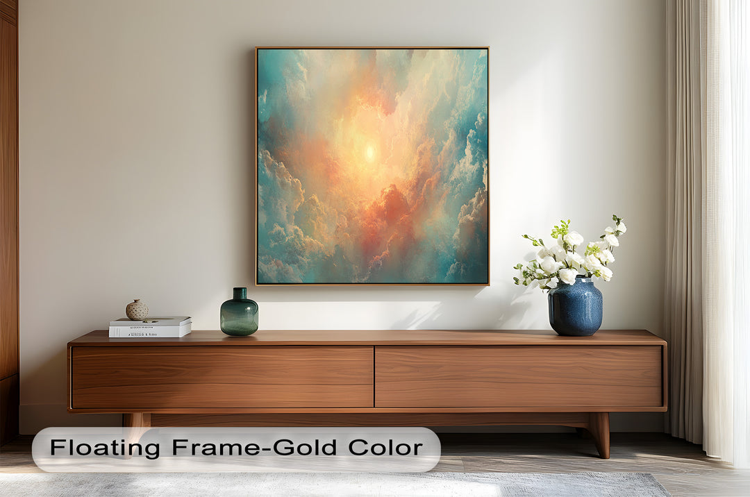 Abstract Sky and Sunlight – Framed Oil Painting