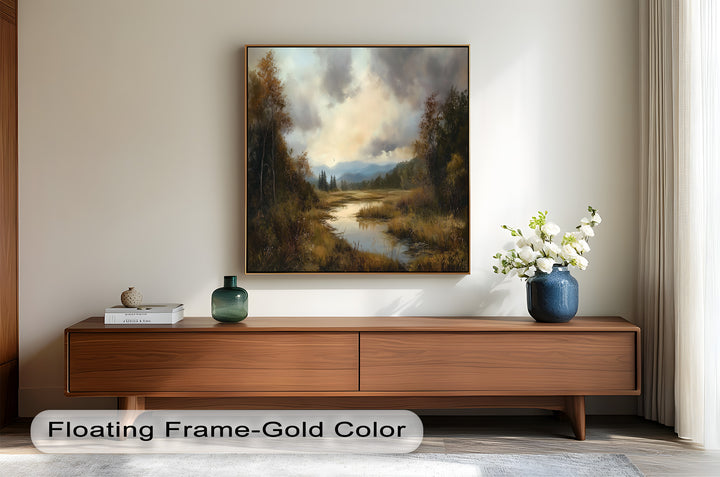 Goldene Ruhe in der Abenddämmerung – Ölgemälde aus dem Hudson River Valley