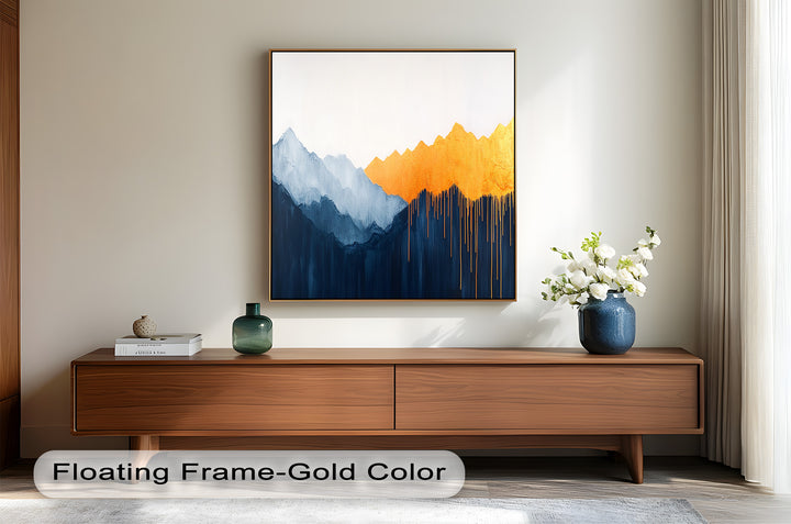 Stylized mountain range composition with a dramatic contrast of hues.






