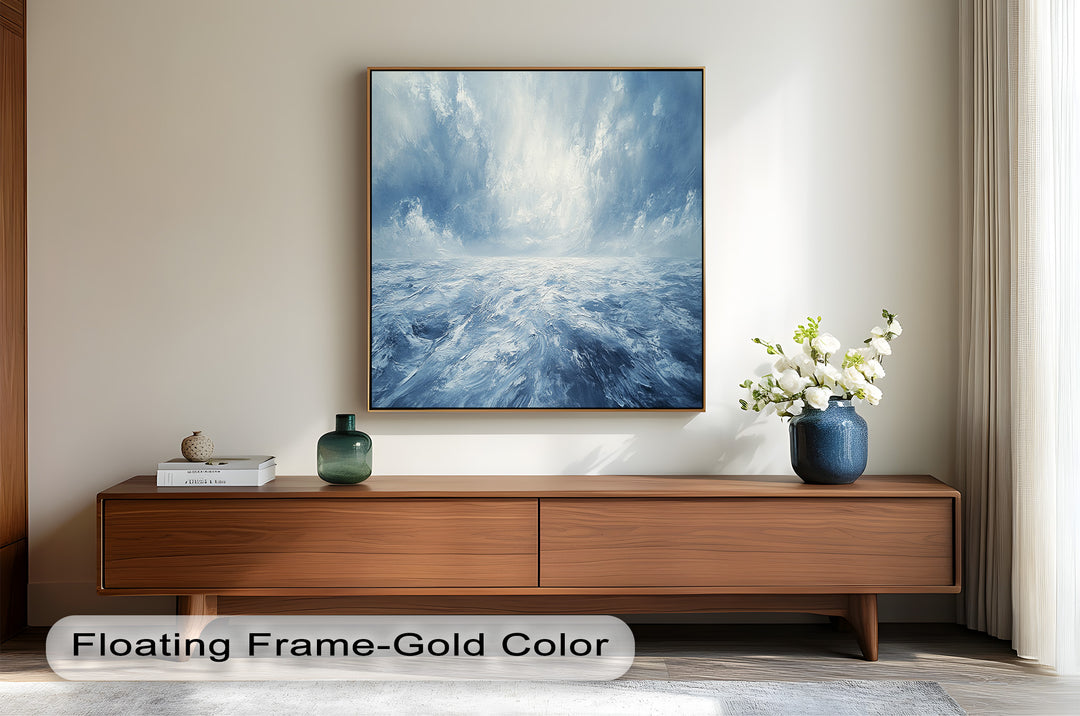 The horizon dissolves into light, creating a dreamlike atmosphere that invites reflection and tranquility.

