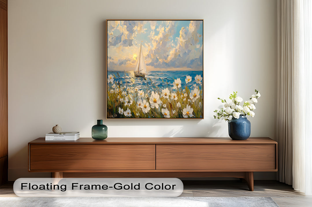 Sailing into Serenity – Framed Oil Painting