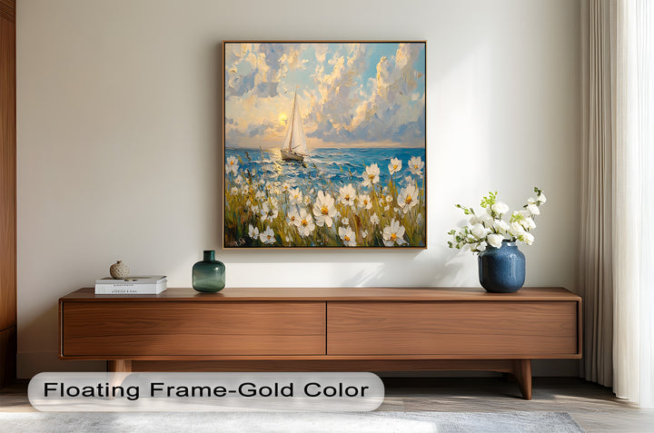 Sailing into Serenity – Framed Oil Painting