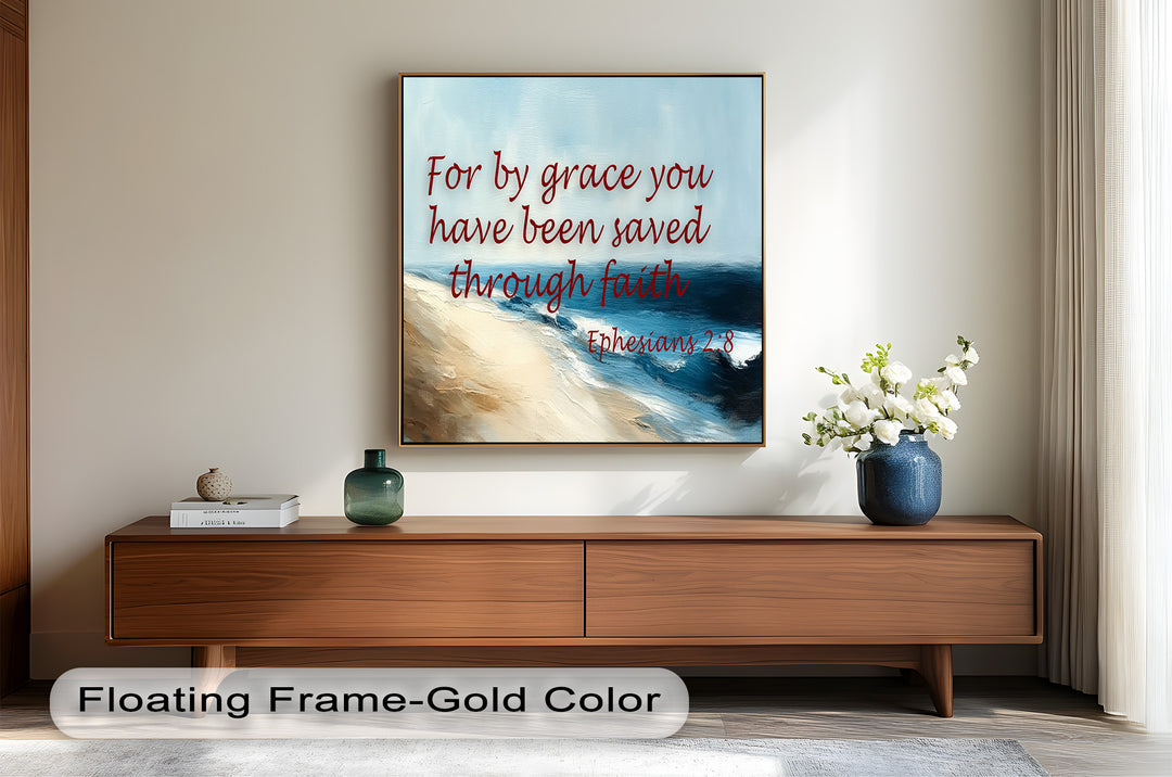 Ephesians 2:8 – Grace Through Faith Bible Verse Oil Painting