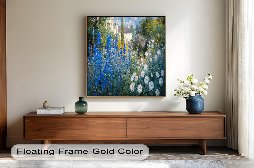 Blue Delphinium - Impressionist Oil Painting