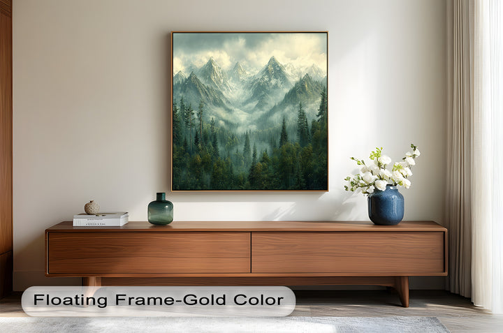 Misty Mountain Forest - Framed Oil Paintings