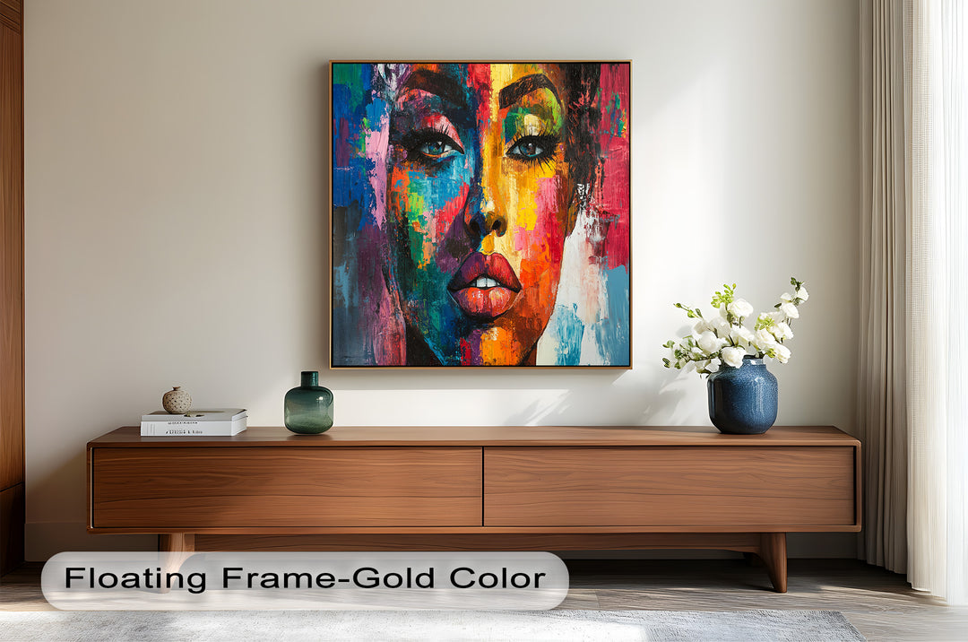 Color Reign – Vibrant Female Portrait Abstract Oil Painting