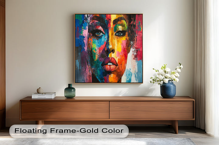 Color Reign – Vibrant Female Portrait Abstract Oil Painting