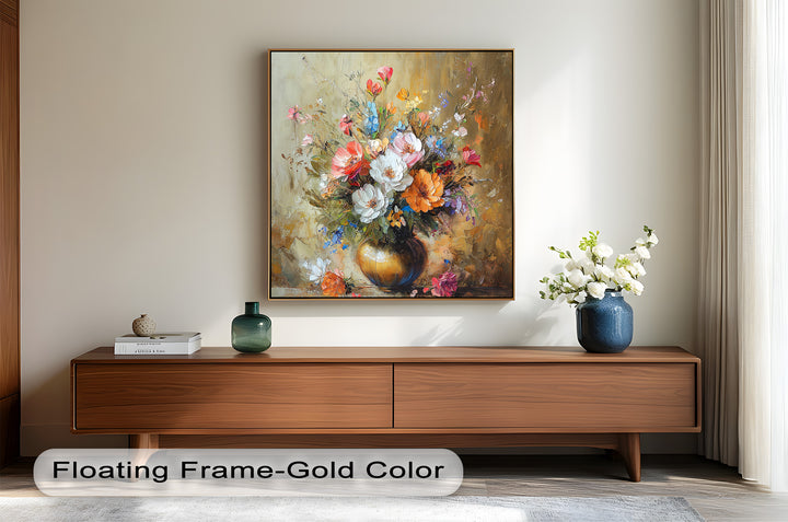 Radiant Bloom – Colorful Floral Oil Painting