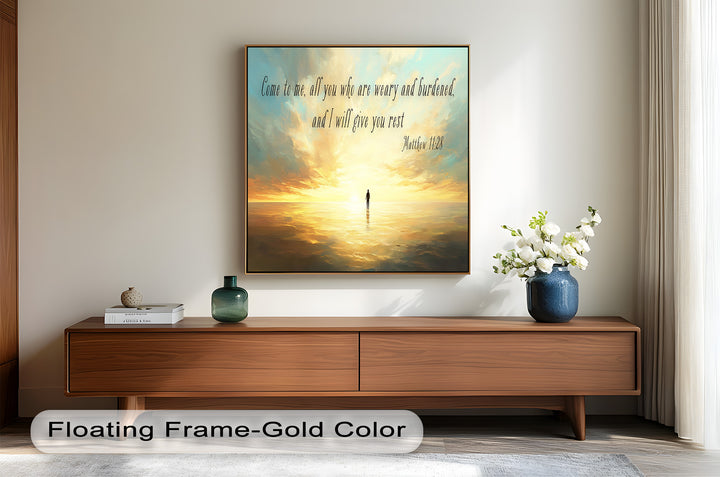 Matthew 11:28 – Rest in Christ Bible Verse Oil Painting