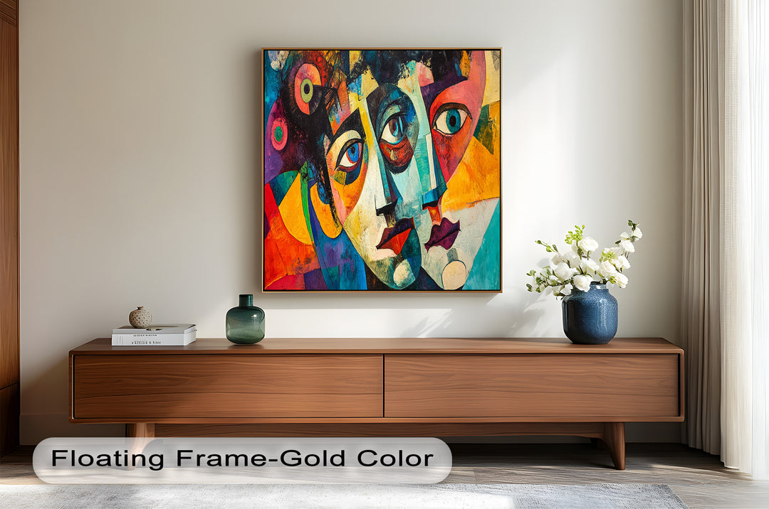 Entwined Visions Oil Painting – Fauvist Dual-Face Expressionism