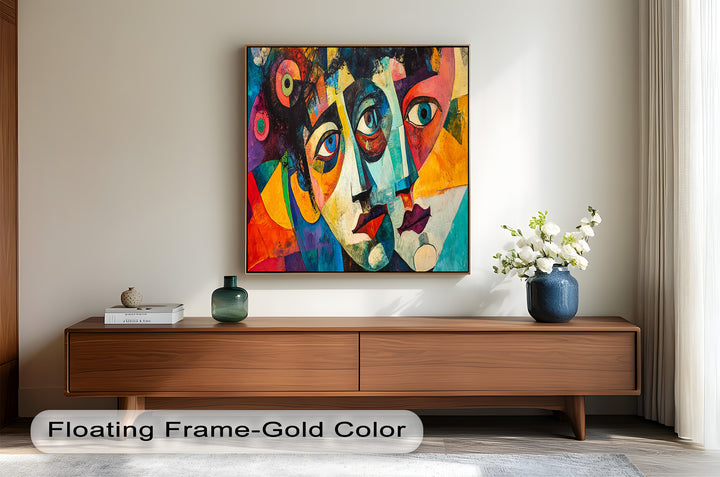 Entwined Visions Oil Painting – Fauvist Dual-Face Expressionism
