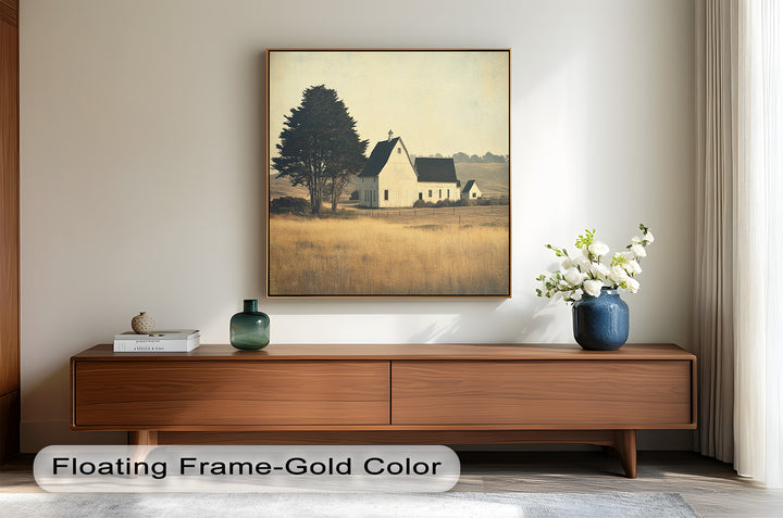 Golden Prairie Barn – Ölgemälde einer Bauernhauslandschaft