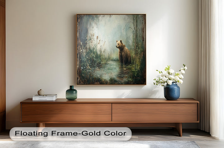 Brown Bear by the Water - Animal Oil Painting