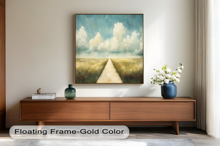 Cloudy Sky Wall Art – Minimal Landscape Oil Painting