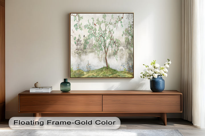 Chinoiserie-Baum – Elegantes orientalisches Ölgemälde