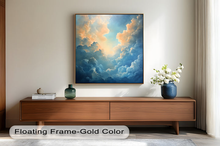 Majestätische Wolkenlandschaft mit ätherischem Glanz – Ölgemälde „Ruhiger Himmel“