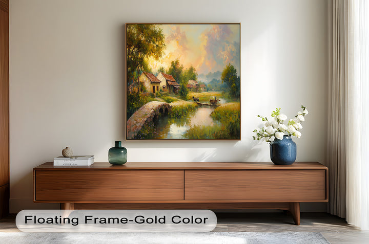 Landscape in Autumn – Serene Countryside Oil Painting
