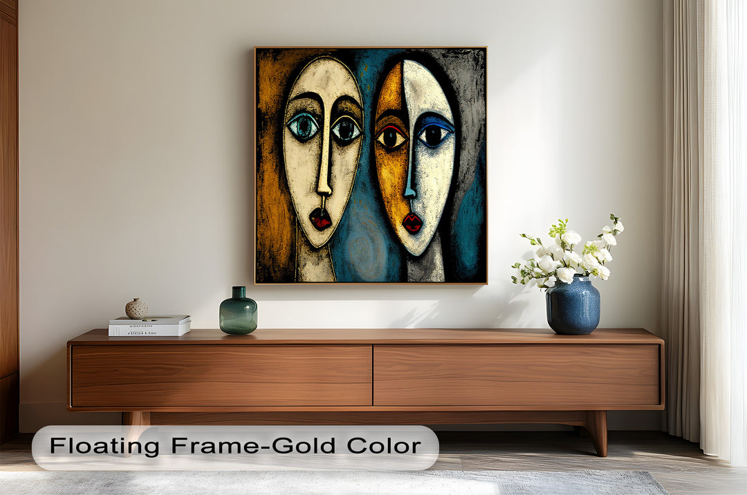Duality of Gaze – Abstract Expressionist Portrait Picasso Oil Painting