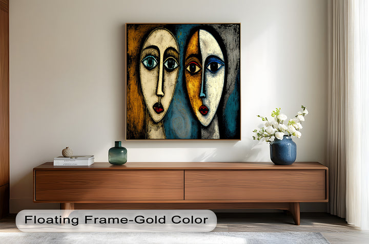 Duality of Gaze – Abstract Expressionist Portrait Picasso Oil Painting