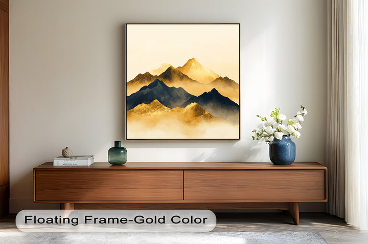 Gold &amp; Black Mountains – Modernes Ölgemälde