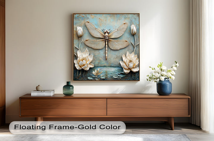 Vintage Dragonfly – Framed Oil Painting