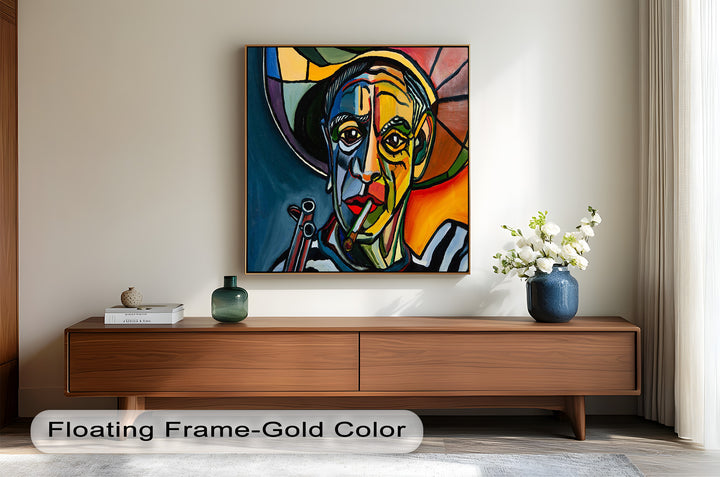 Rebel's Gaze – Bold Cubist Portrait Picasso Oil Painting